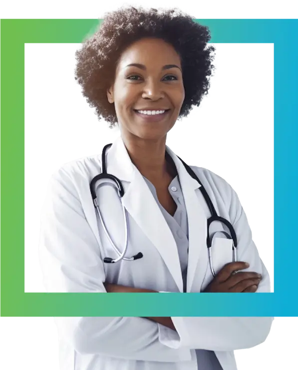 Smiling doctor with arms crossed